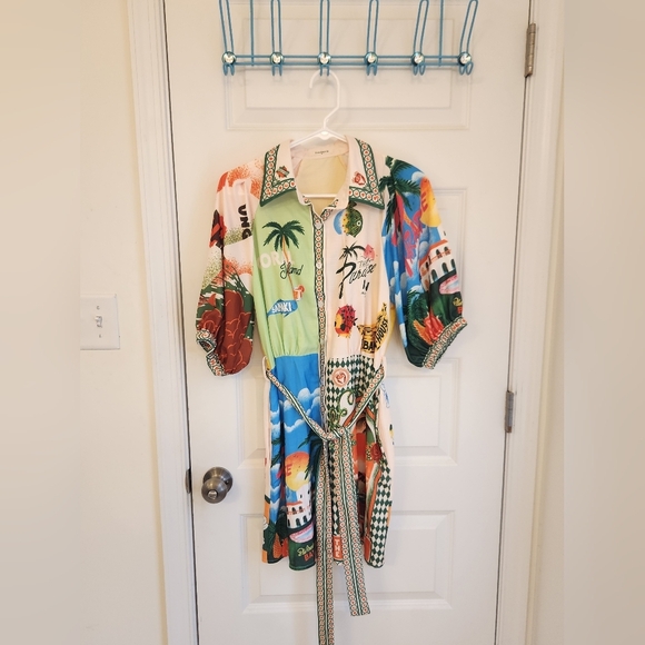 Dresses & Skirts - Women's Sunday Up Mini Button Dress Beach Paradise Multicolor Size M #V541